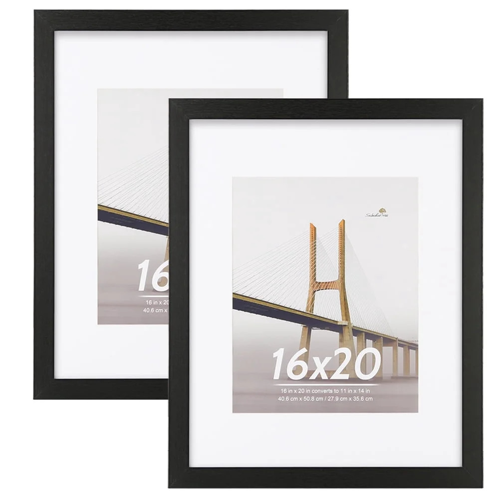 Scholartree 2 PACK 16x20 Wood Gallery Poster Frame, 16x20 Matted to 11x14 Wall Frames, Black - Walmart.com | Walmart (US)