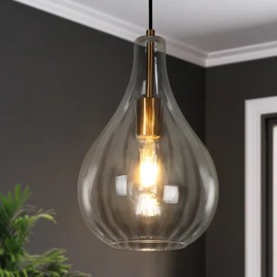 Meya 1 - Light Large Textured Glass Pendant | Wayfair North America