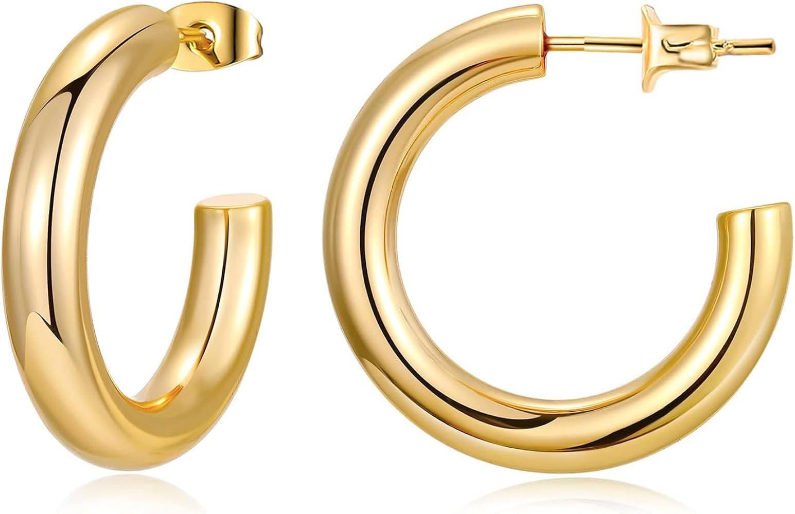 Bottega Earring Dupes，Chunky Gold Hoop Earrings for Women Trendy 14K Gold Plated Lightweight Dr... | Amazon (US)