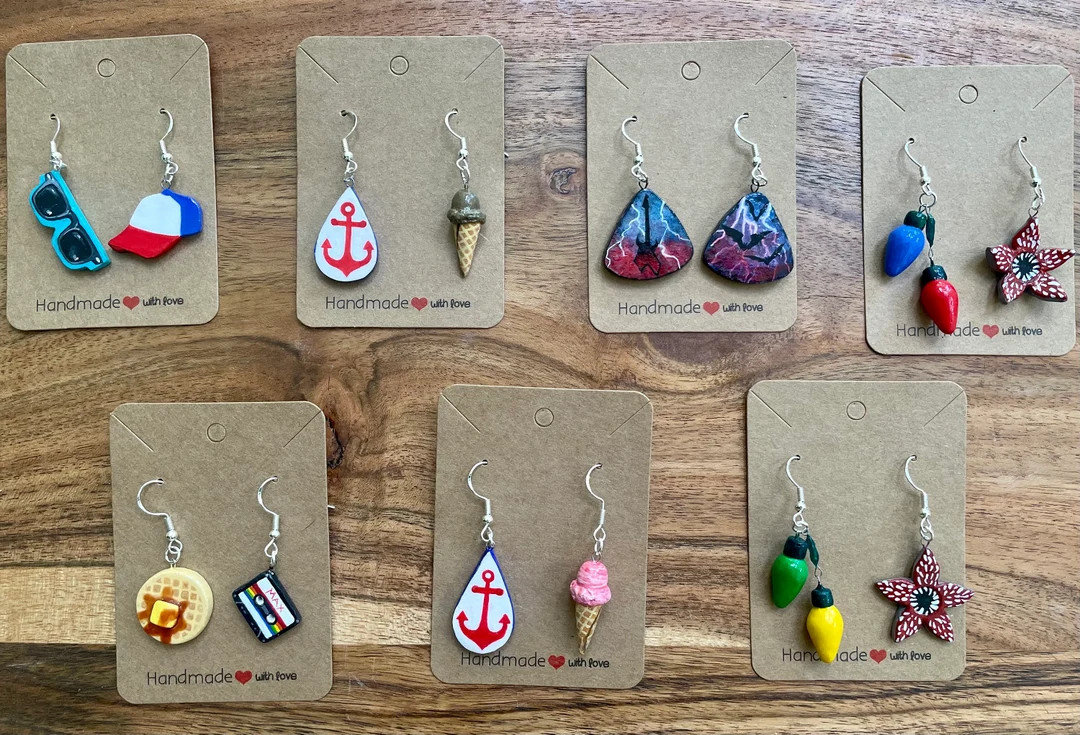 Stranger Things Inspired Earrings Handcrafted & Painted - Etsy | Etsy (US)