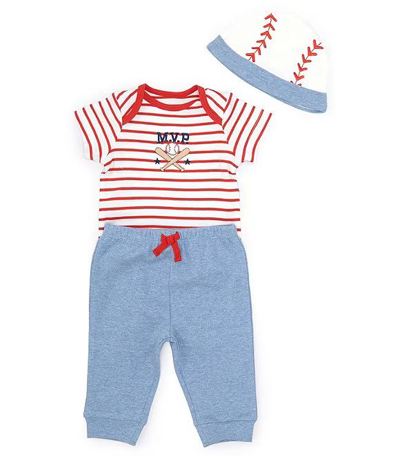 Little Me Baby Boys 3-12 Months Baseball Themed Short Sleeve "MVP" Striped Bodysuit & Solid Pant ... | Dillard's