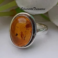 Natural Baltic Amber Ring, Cushion Shape, Promise Ring, 925 Sterling Silver, Anniversary Gift, Be... | Etsy (US)