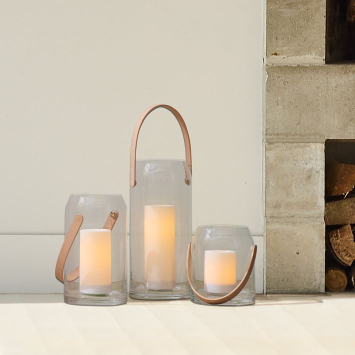 Landon Glass & Leather Lanterns | West Elm (US)