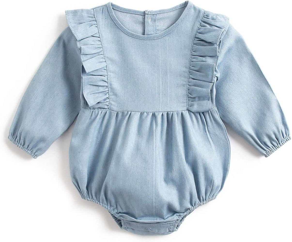 Simplee kids Baby Girl's Romper Jumpsuit Long Sleeves Onesie Bodysuits One Piece Outfits Clothesr... | Amazon (US)
