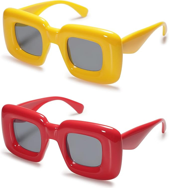 VANLINKER Cute Square Inflated Sunglasses for Women Men Trendy Chunky Glasses Retro Thick Frame F... | Amazon (US)