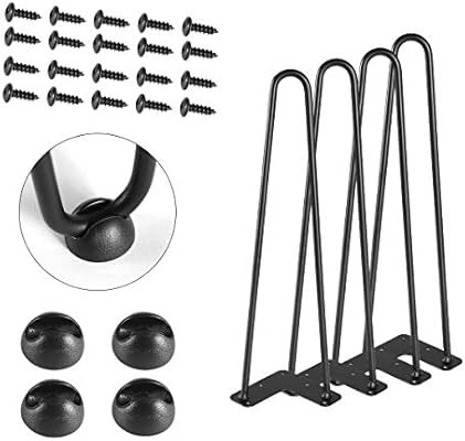 TE DEUM 16" Satin Black Hairpin Coffee Table Legs(Set of 4), Metal Heavy Duty Sturdy Sharp Lookin... | Amazon (US)