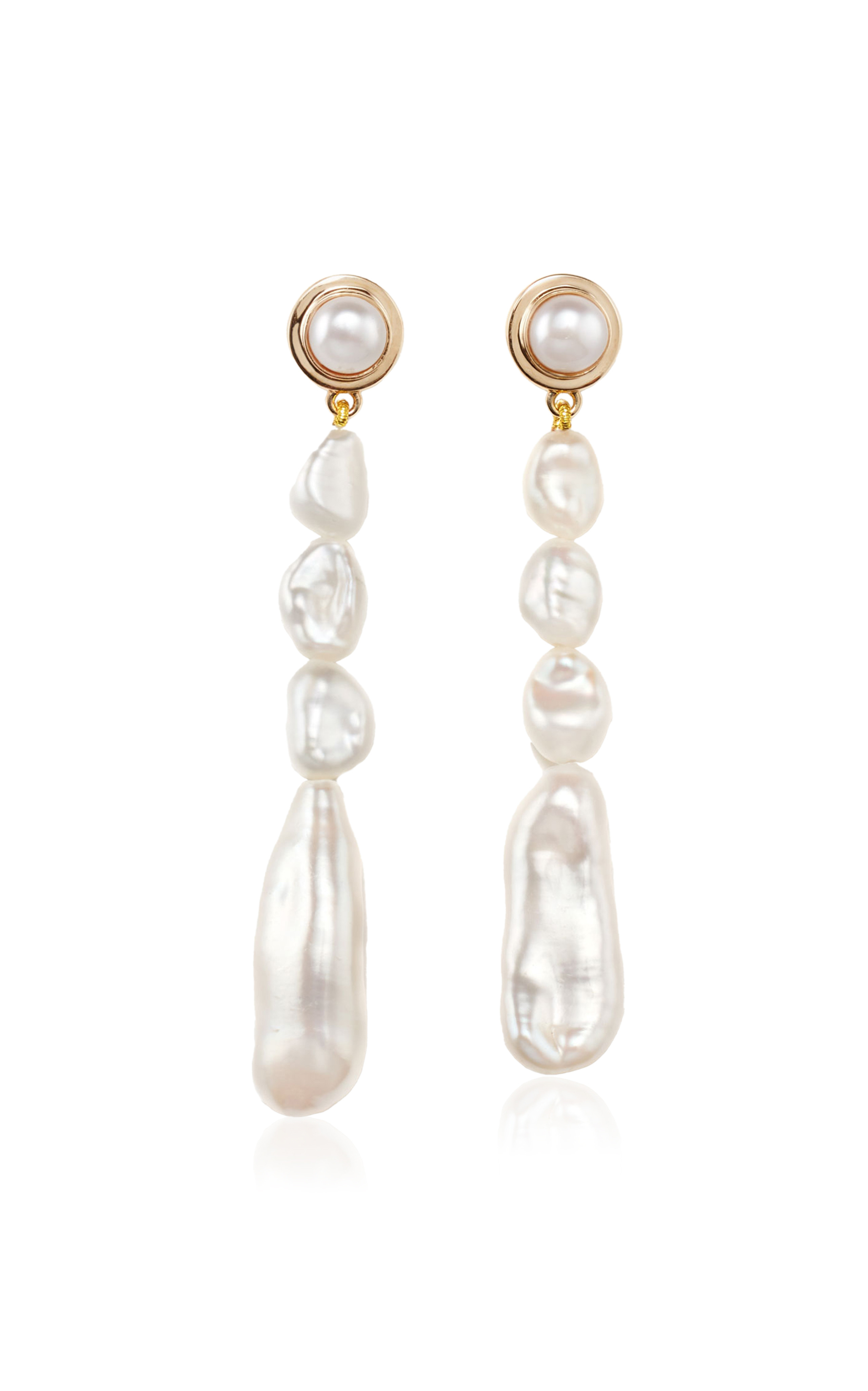 Short Emmanuelle 18K Gold Vermeil Pearl Earrings | Moda Operandi (Global)