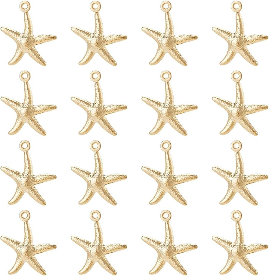 Beebeecraft 1 Box 60Pcs Starfish Charm 24K Gold Plated Stainless Steel Sea Stars Ocean Animal Bea... | Amazon (US)