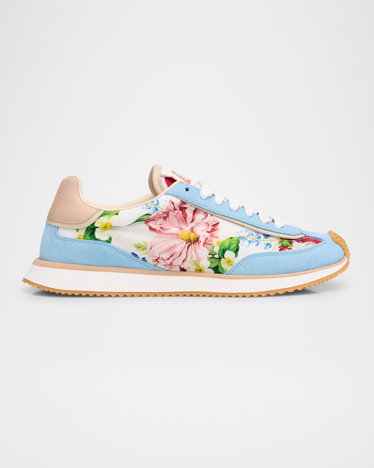 Aria Floral Nylon and Leather Low-Top Sneakers | Neiman Marcus