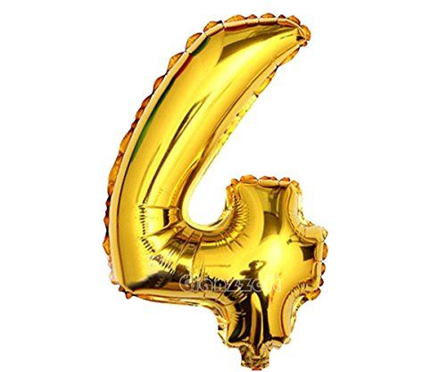 Glanzzeit 16 Inch Gold Foil Balloons Letters A to Z Numbers 0 to 9 for Party Decoration (Number 4) | Amazon (US)