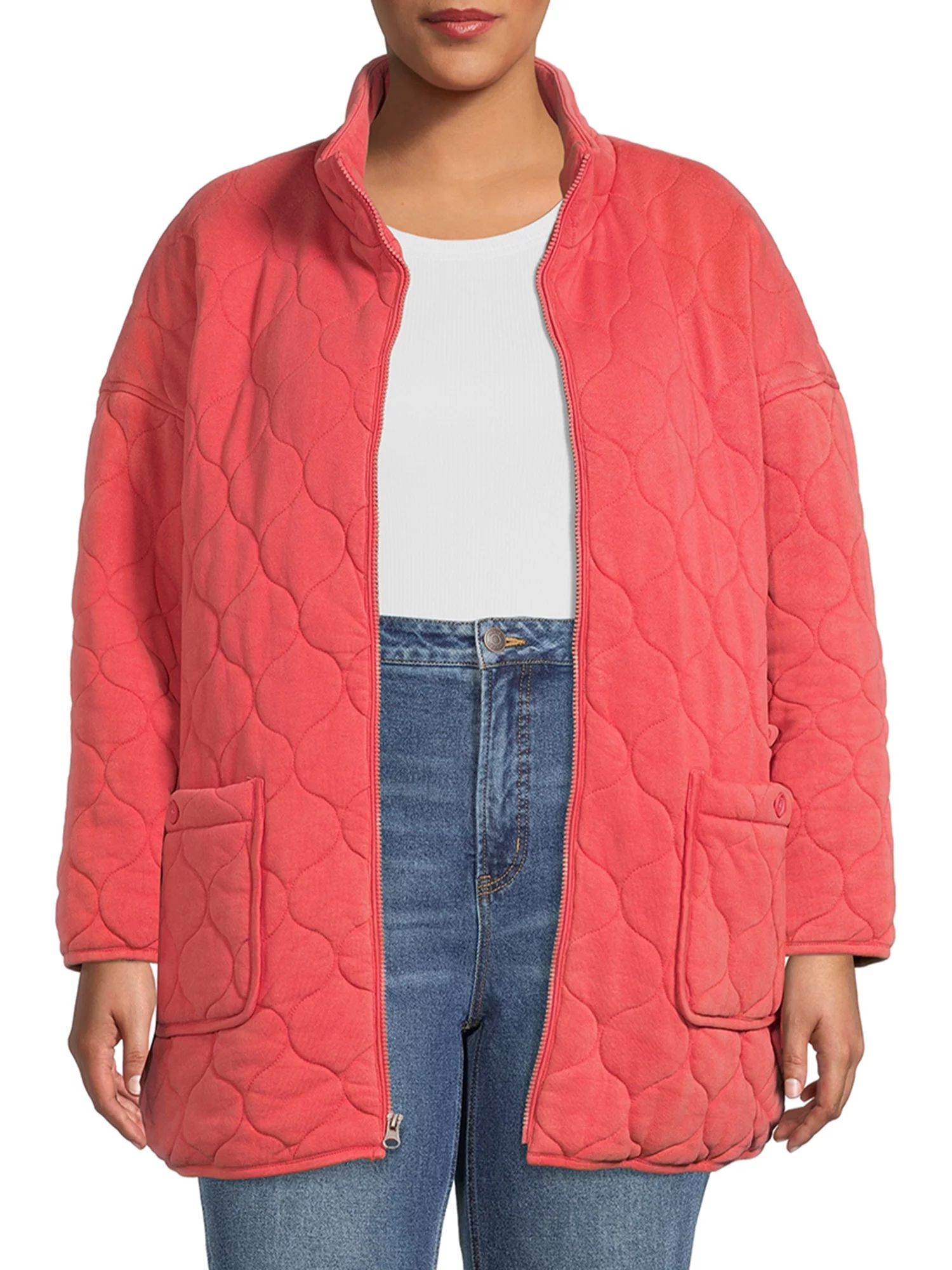 Time and Tru Women's and Plus Onion Quilted Boyfriend Jacket - Walmart.com | Walmart (US)