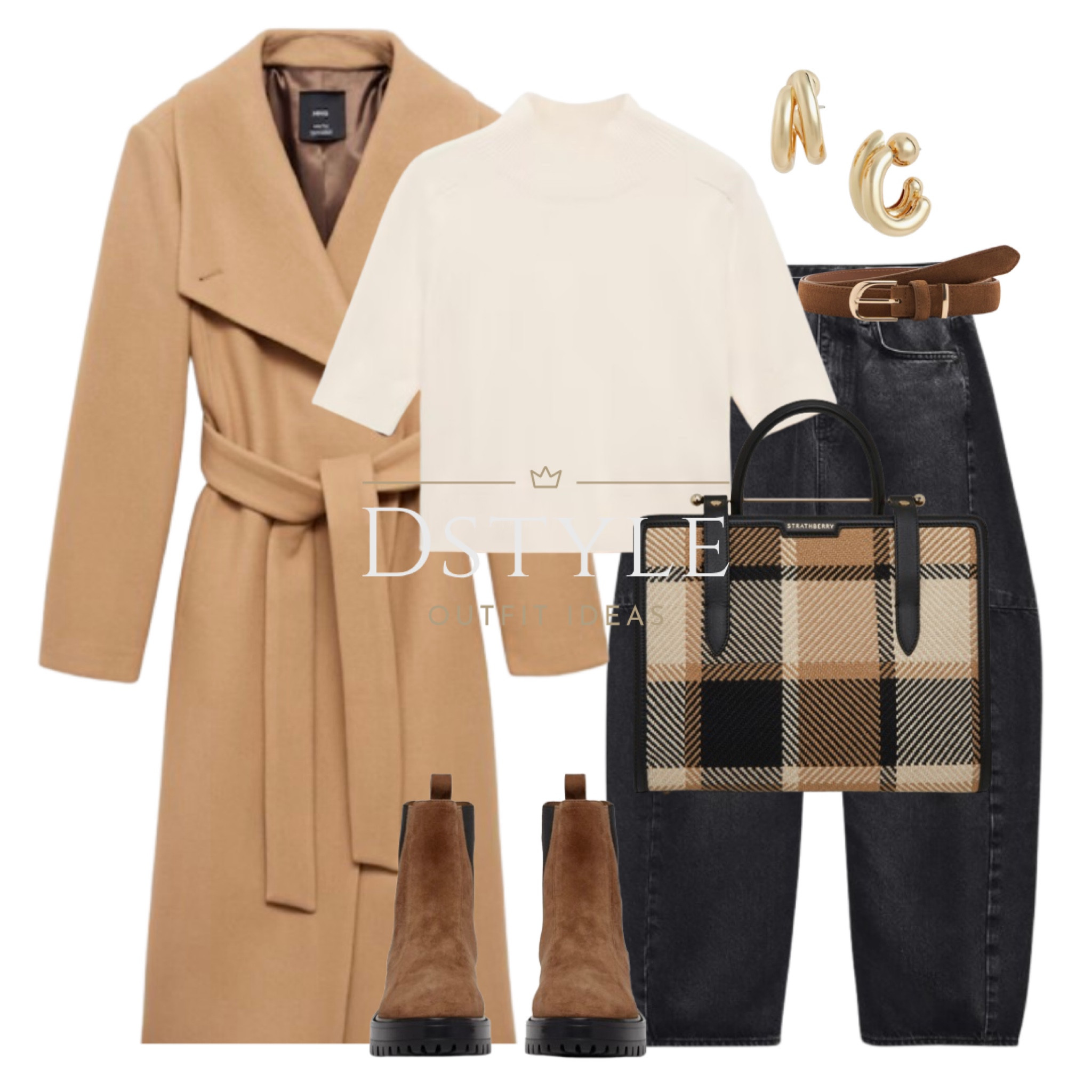 Medium brown belted Manteco wool coat, barrel jeans, short-sleeved sweater in sand, midi tote bag, water-resistant suede boots in truffle, brown suede belt

#LTKFindsUnder100 #LTKWorkwear #LTKStyleTip