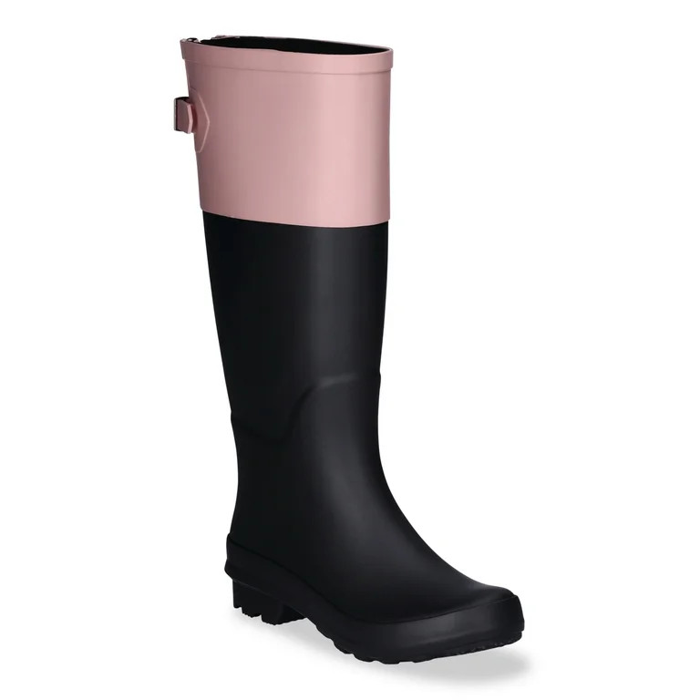 Time and Tru Women's Colorblocked Rain Boots with Buckle, Sizes 6-10 | Walmart (US)