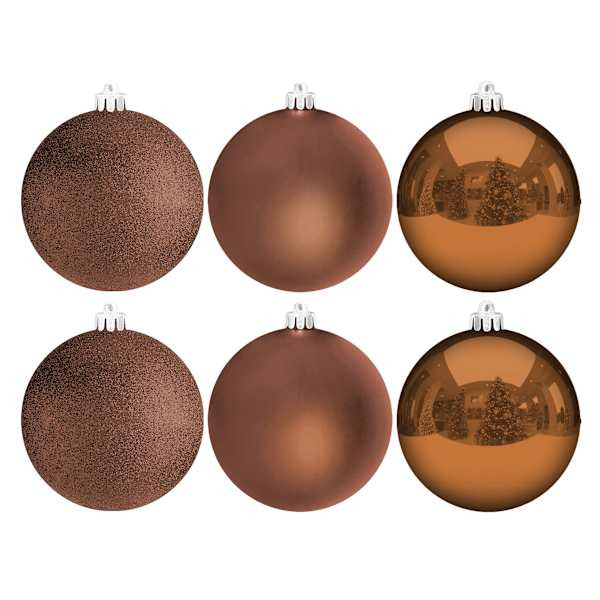 6-Count Brown Mix Ornaments, 100mm | At Home