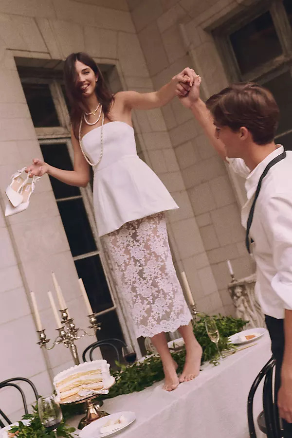 Amaya Strapless Twofer Midi Dress | Anthropologie (US)