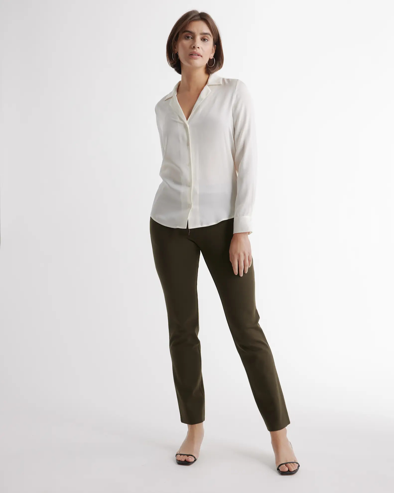 Ultra-Stretch Ponte Straight Leg Pants in Olive | Quince