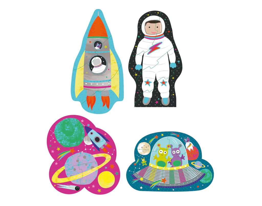 Progressive Space Puzzles (4 pack) - 3-8 Pieces | Ten Little 