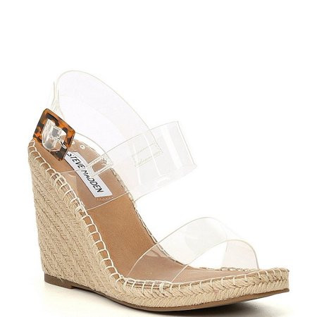 Steve Madden Uri Espadrille Buckle Closure Wedge Sandals CLEAR (9.5 CLEAR) | Walmart (US)