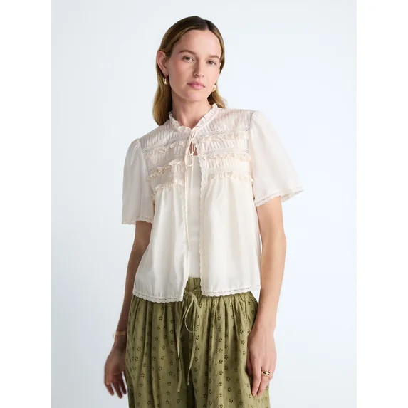 Scoop Women’s Crochet Lace Top, Sizes XS-4X | Walmart (US)