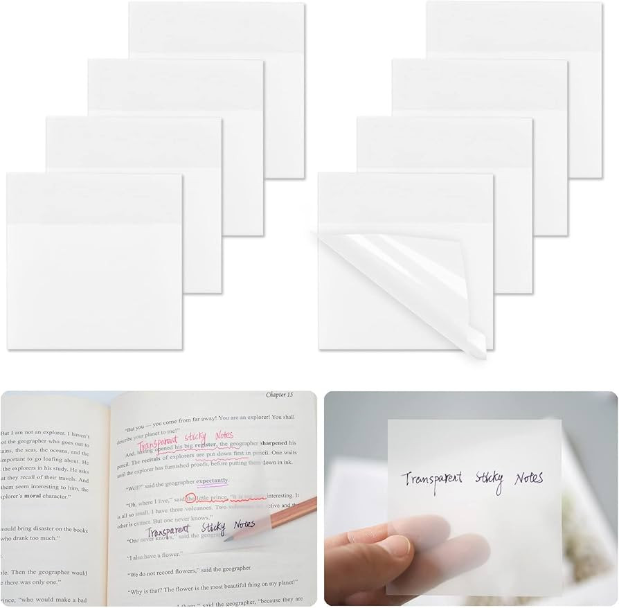 400 Pcs Transparent Sticky Notes, 3x3 Inch Clear Sticky Notes See Through Sticky Notes Self-Stick... | Amazon (CA)