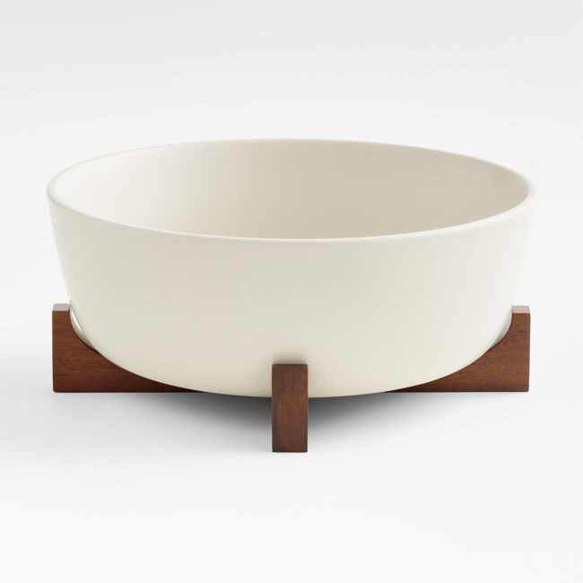 Oven-to-Table Serving Bowl with Dark Wood Trivet | Crate & Barrel