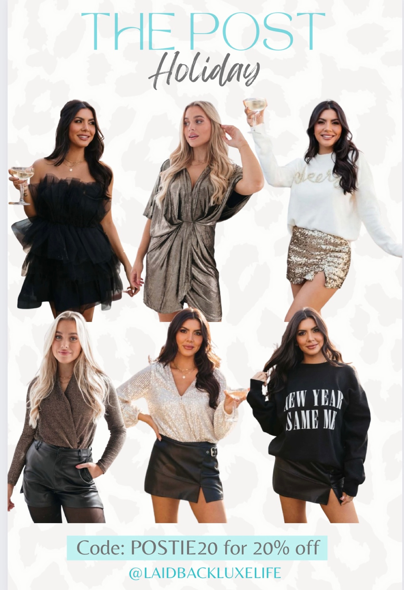 The Post Holiday collection, holiday outfits, bodysuit, holiday sweater, tulle dress, holiday party outfit, sparkly bodysuit, bronze bodysuit, bronze wrap dress, holiday dress, graphic New Years sweatshirt, Christmas outfits, New Years outfits. #LaidbackLuxeLife

Current sale is get $25 gift card for every $100 you spend! Ends at midnight tonight!

Use code: POSTIE20 for 20% off at checkout.

Follow me for more fashion finds, beauty faves, lifestyle, home decor, sales and more! So glad you’re here!! XO, Karma

#LTKfindsunder100 #LTKHoliday #LTKSeasonal