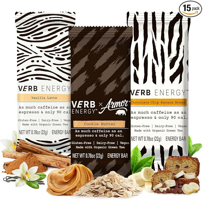 Verb Variety Pack - 15 Caffeinated Energy Bars in 3 Flavors - 90-Calorie Low Sugar Energy Bar - N... | Amazon (US)
