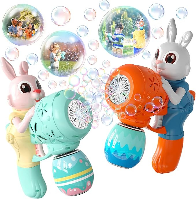 Bubble Gun for Kids 2 Pack Bubble Guns Kit for Toddlers Rabbit Bubble Machine Electric Bubble Toy... | Amazon (US)