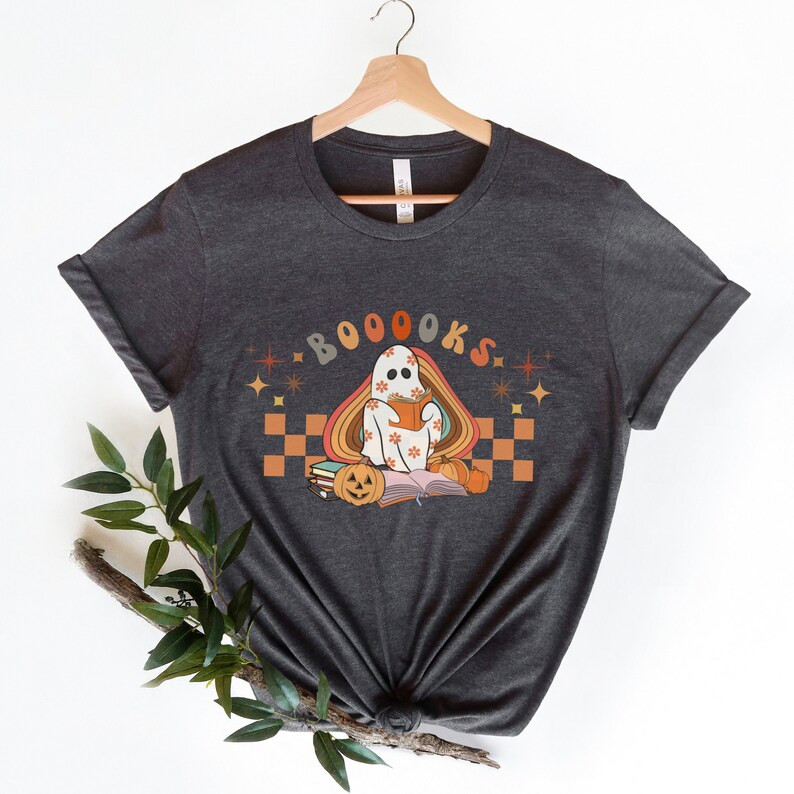 Ghost Reading Book Shirt, Halloween Librarian Shirt, Retro Halloween Teacher Shirt, Ghost Book, L... | Etsy (US)