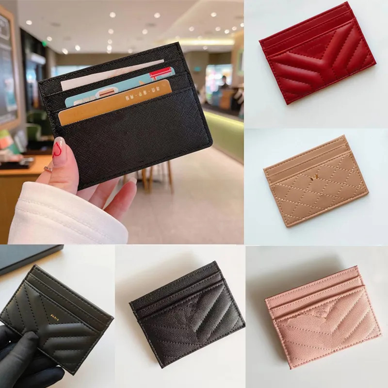 Designer Card Holder Men Womens Leather Quilted Cards Canvas Holders luxury Black Lambskin Mini D... | DHGate