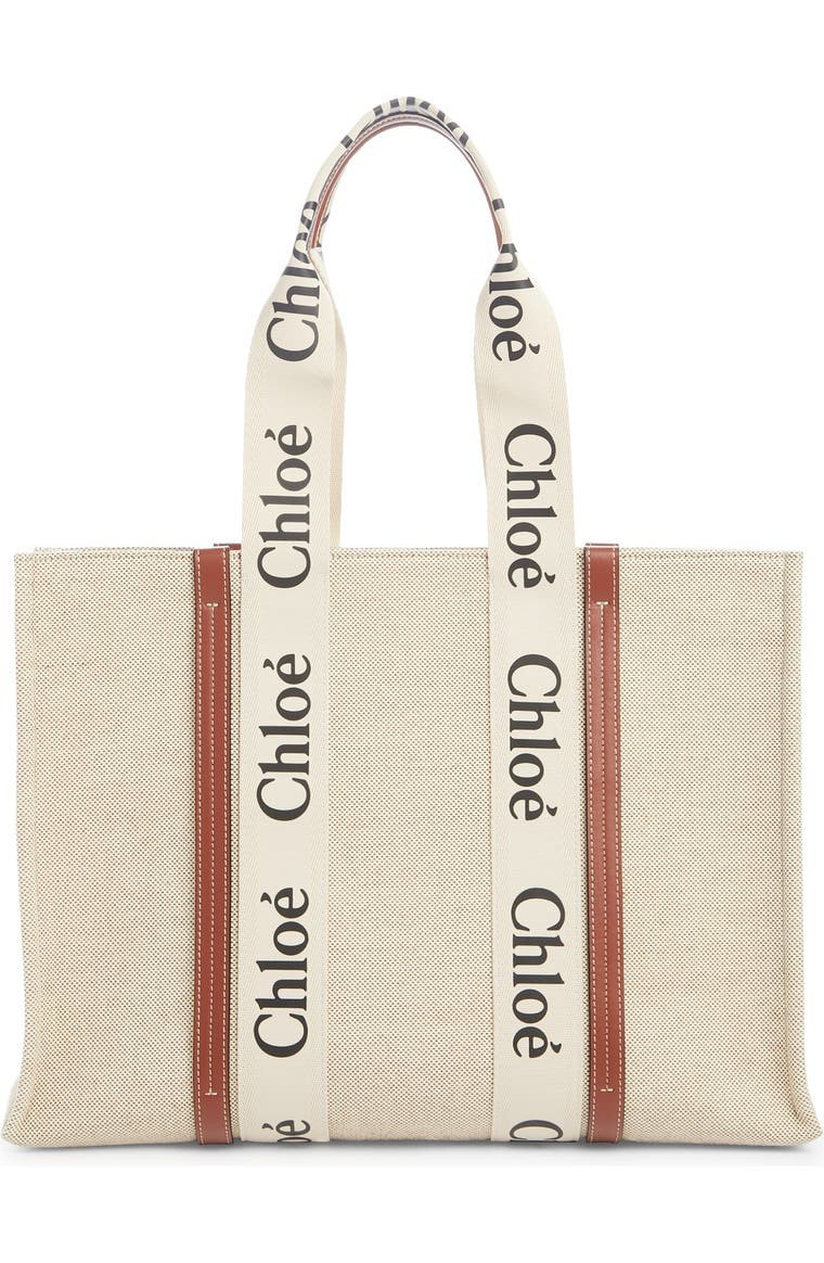 Chloé Large Woody Logo Strap Canvas Tote | Nordstrom | Nordstrom