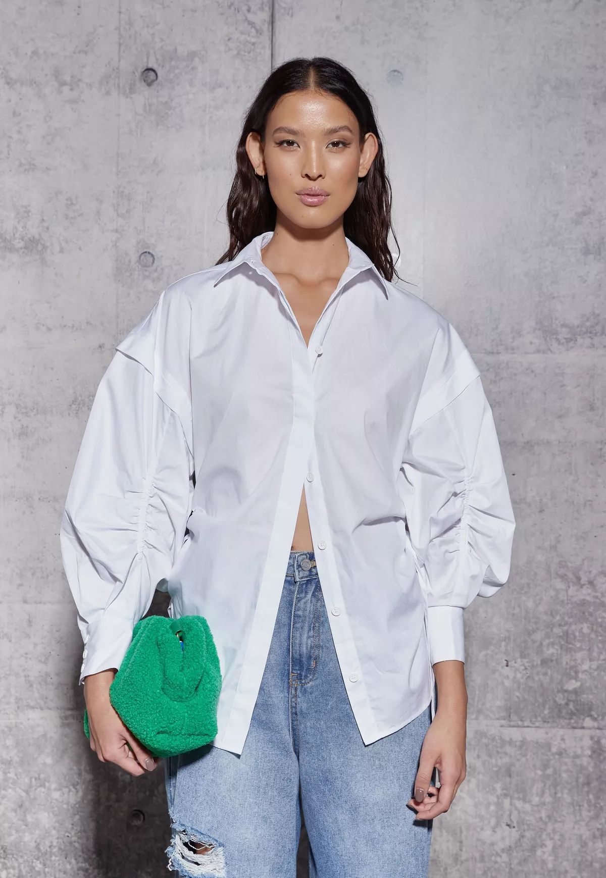 Re_Styld White Cinched Waist Cut Out Shirt | Missguided (US & CA)