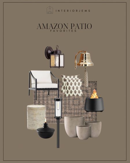 Amazon patio Favorites, patio lounge chair, $30 wall sconce, the cutest brass dinner bell, citronella, torch, Drumm, side table, outdoor rug, floral, outdoor pillows, super affordable, outdoor pillows, set of planters, viral set of planters, porch, and patio

#LTKstyletip #LTKsalealert #LTKhome