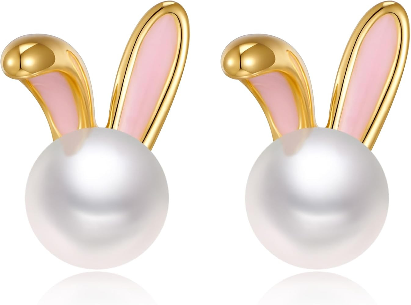 Easter Rabbit Pearl Earrings Dainty Studs Bunny Carrot Cute Animal Jewelry | Amazon (US)