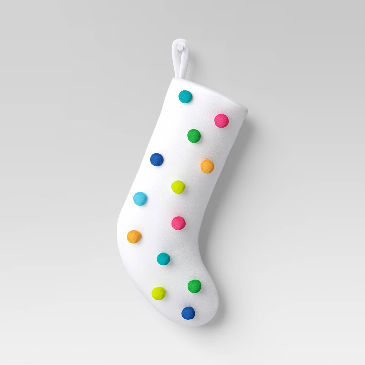 20" Fleece with Colorful Pom Poms Christmas Stocking White - Wondershop™ | Target