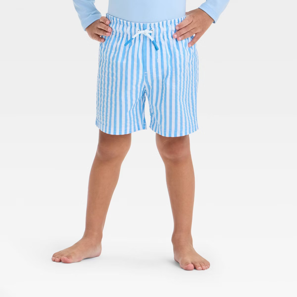 Toddler Boys' Striped Seersucker Swim Shorts - Cat & Jack™ Blue | Target