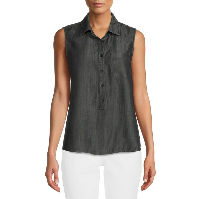 Time and Tru Women's Sleeveless Henley | Walmart (US)