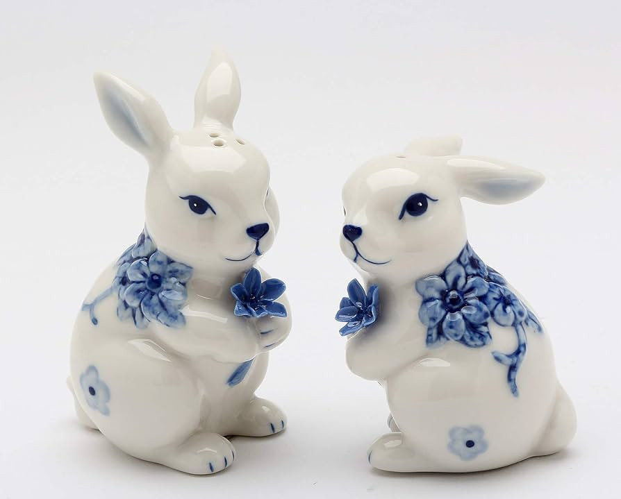 Fine Ceramic Dutch Blue and White Bunny Rabbit Salt & Pepper Shakers Set, 3-3/8" H | Amazon (US)