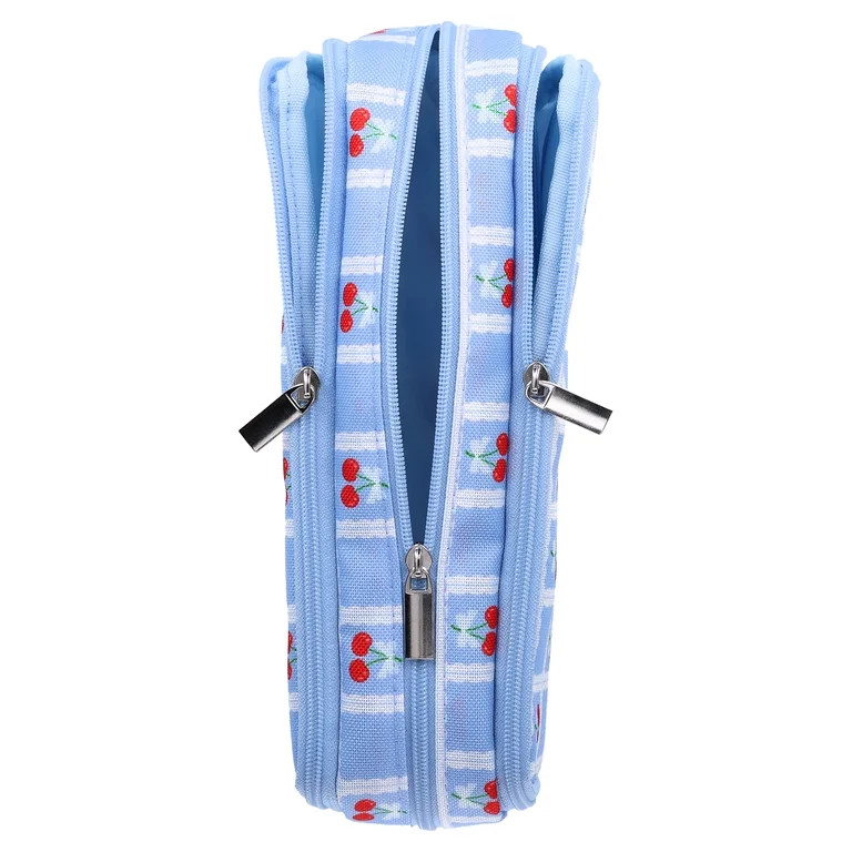 Pen+Gear 3-Zip Cherry Pencil Pouch, Blue and White | Walmart (US)