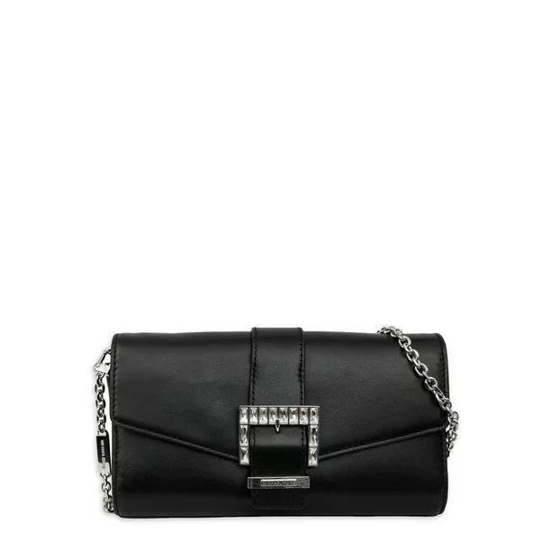 Michael Kors Women's Penelope Medium Leather Clutch - Black - Walmart.com | Walmart (US)