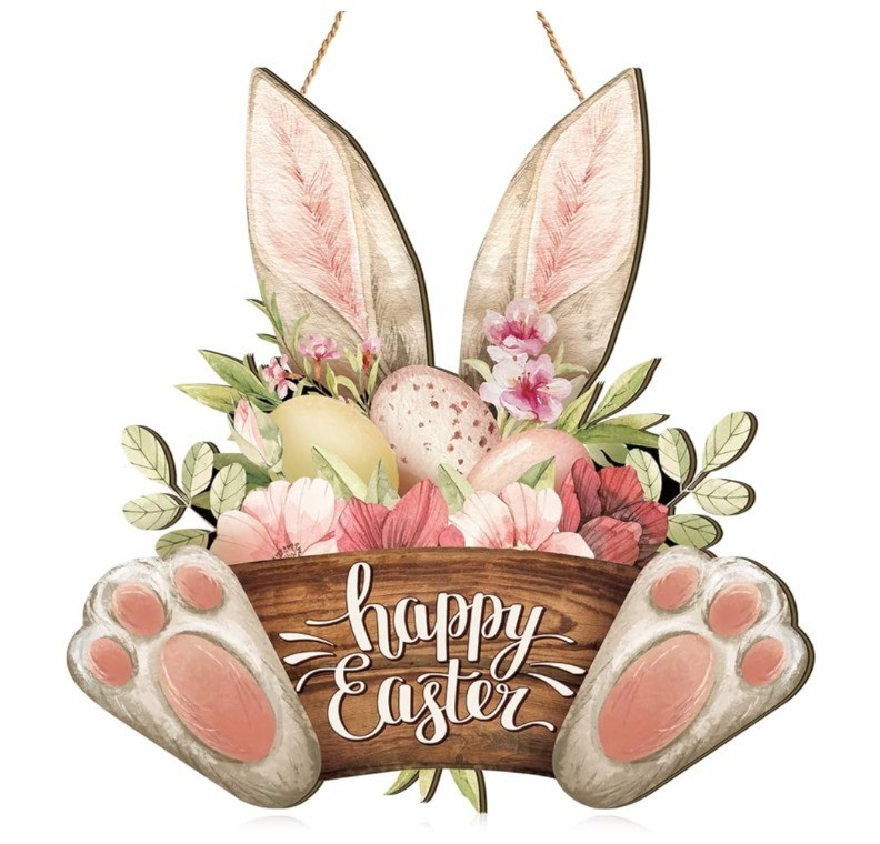 Barydat 1 Pcs Easter Wreaths for Front Door Bunny Welcome Wood Sign Door Hanger Spring Decorations Easter 

#LTKSpringSale #LTKSeasonal #LTKHome