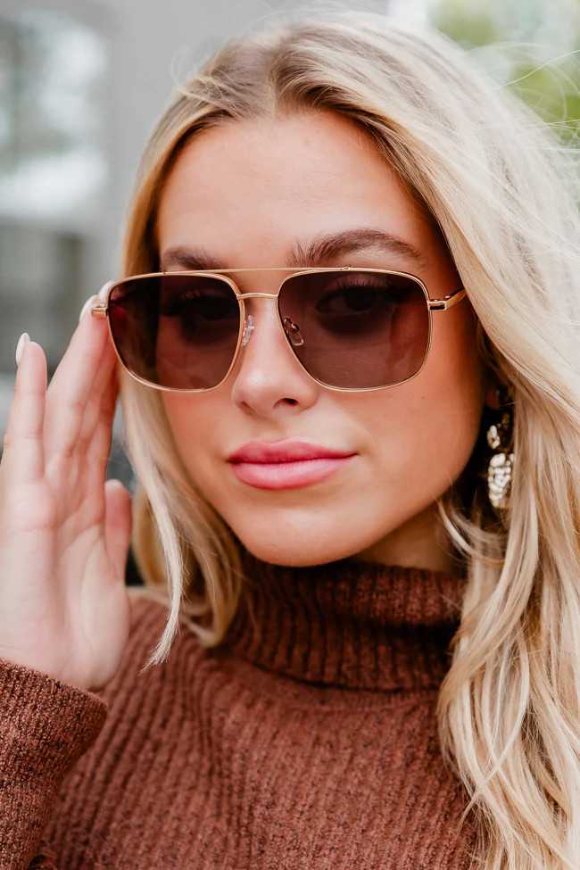 Johnson Gold Brown Sunglasses | Pink Lily