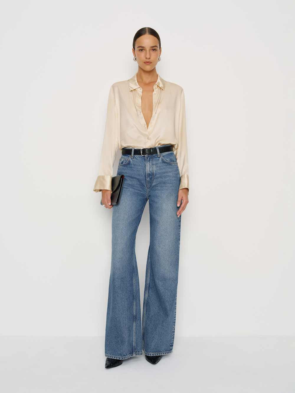 Cary High Rise Slouchy Wide Leg Long Jeans | Reformation (Global)