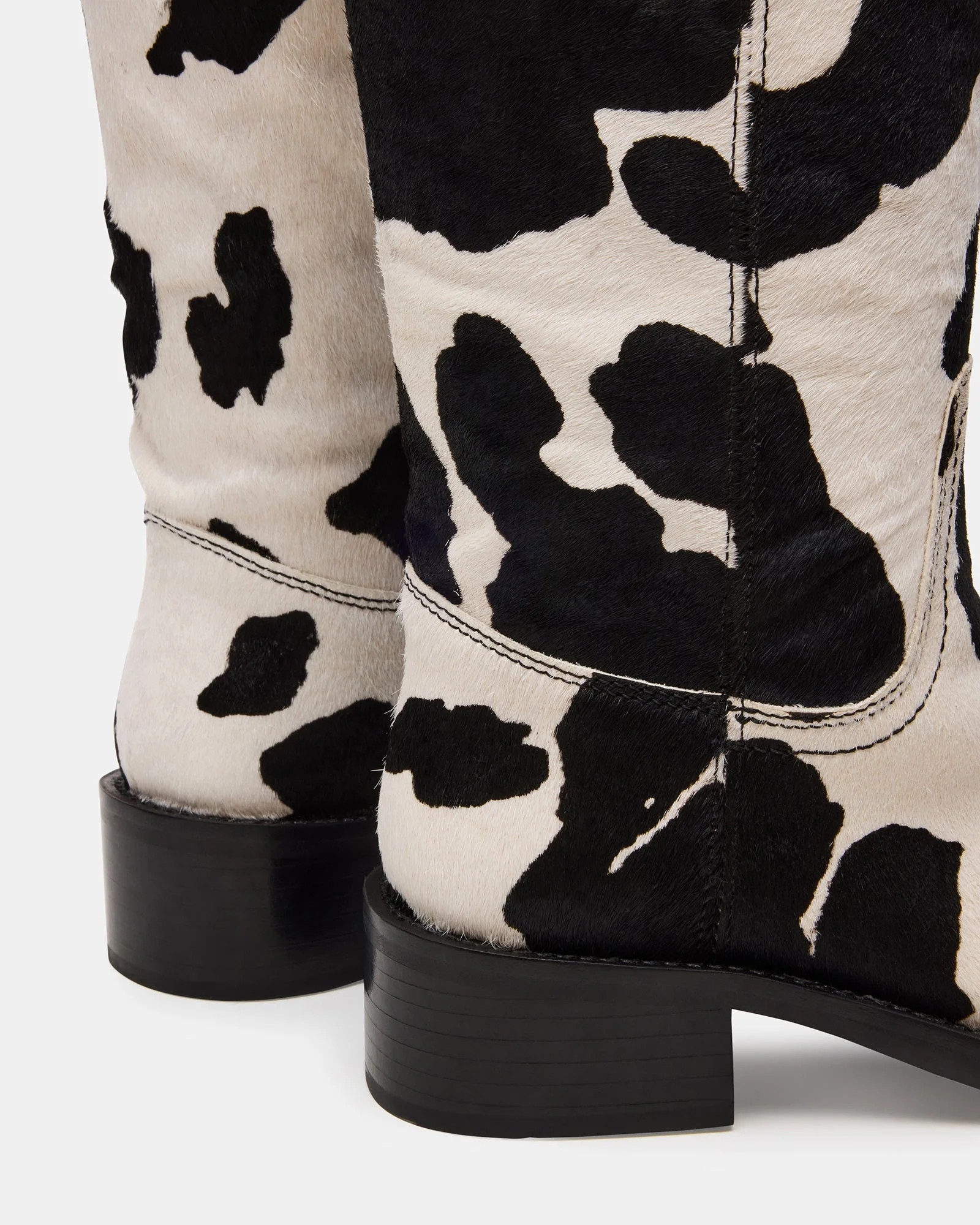 RIGGS Black Cow Print Wide Calf Square-Toe Women's Boot | Steve Madden (US)