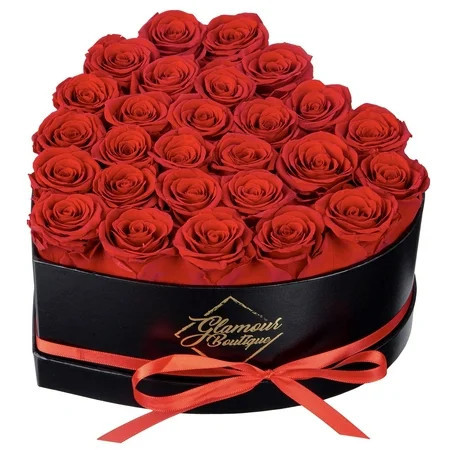 GLAMOUR BOUTIQUE 27-Piece Forever Flower Heart Shape Box - Preserved Roses, Immortal Roses Gifts for Her Eternal Rose Preserved Flowers for Delivery Mothers Day & Valentines Day - Red | Walmart (US)
