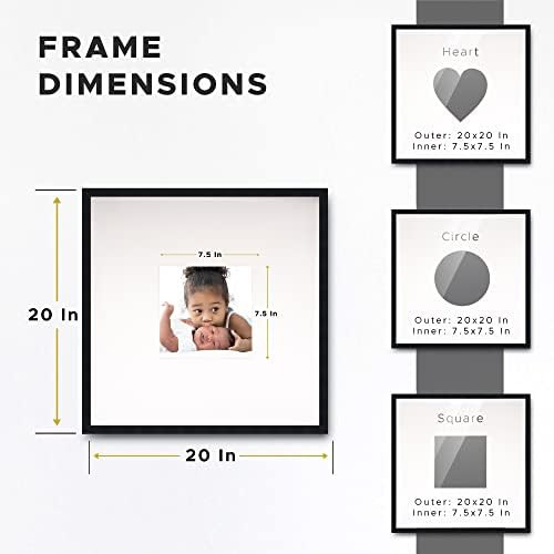 20x20 Square Black Autograph & Signature Picture Frame with White Square Opening Photo Mat for 8x8 P | Amazon (US)