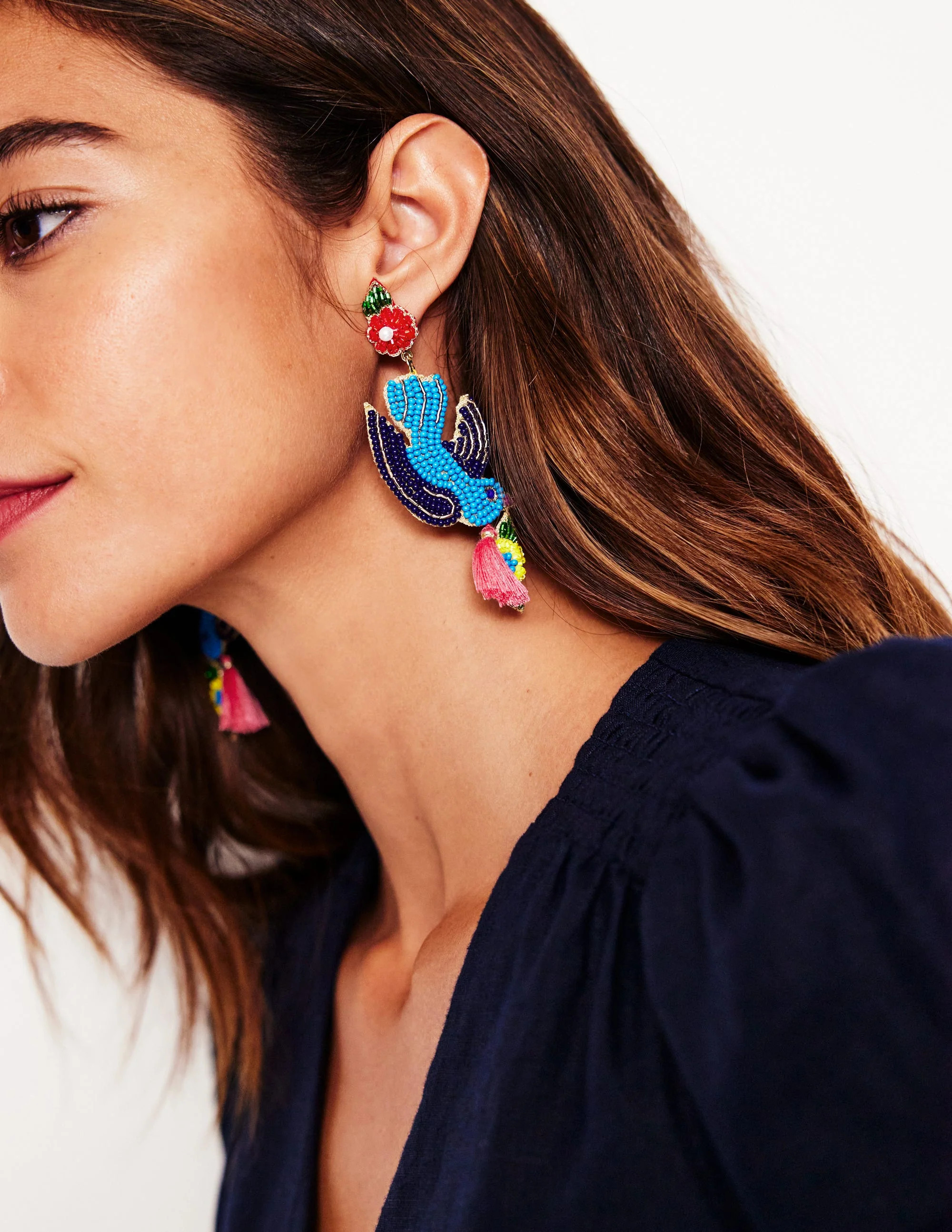 Beady Motif Earrings-Bird | Boden (US)