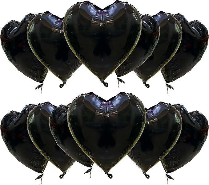 JONHAMWELBOR Black Heart Balloons Foil (18in 20Pcs) Helium or Air Filled Aluminum Metallic Heart ... | Amazon (US)