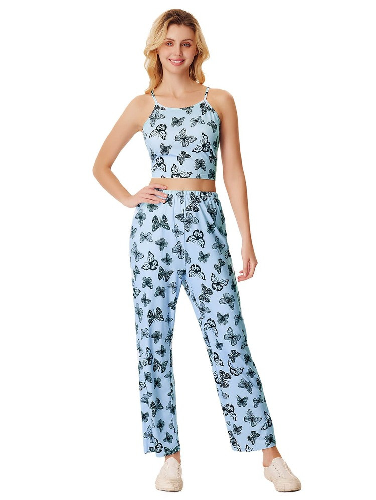4pcs Butterfly and Letter Print PJ Set | SHEIN
