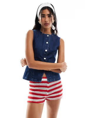 Miss Selfridge denim vest in indigo | ASOS (Global)